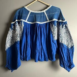 Free People Carly Embroidered Blouse Size S MSRP: $128.00